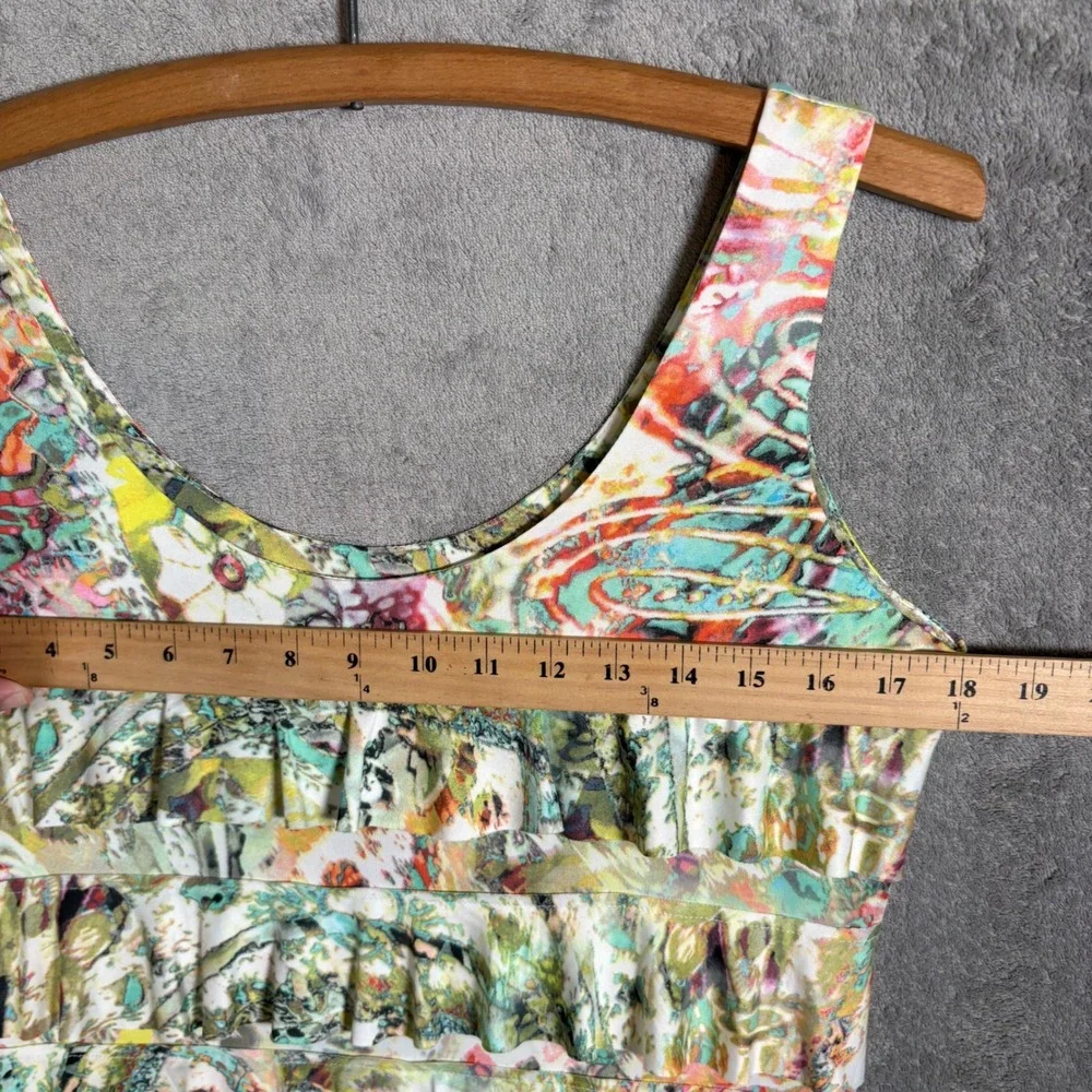 Joseph Ribkoff Artsy Abstract Floral Tiered Ruffle Sheath Dress Multi Color US10